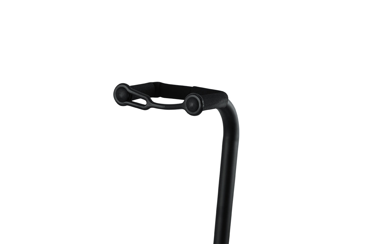 GATOR GFW-GTR-1000 Single guitar stand with heavy duty steel tubing and instrument finish friendly rubber padding. Will hold both acoustic and electric guitars.
