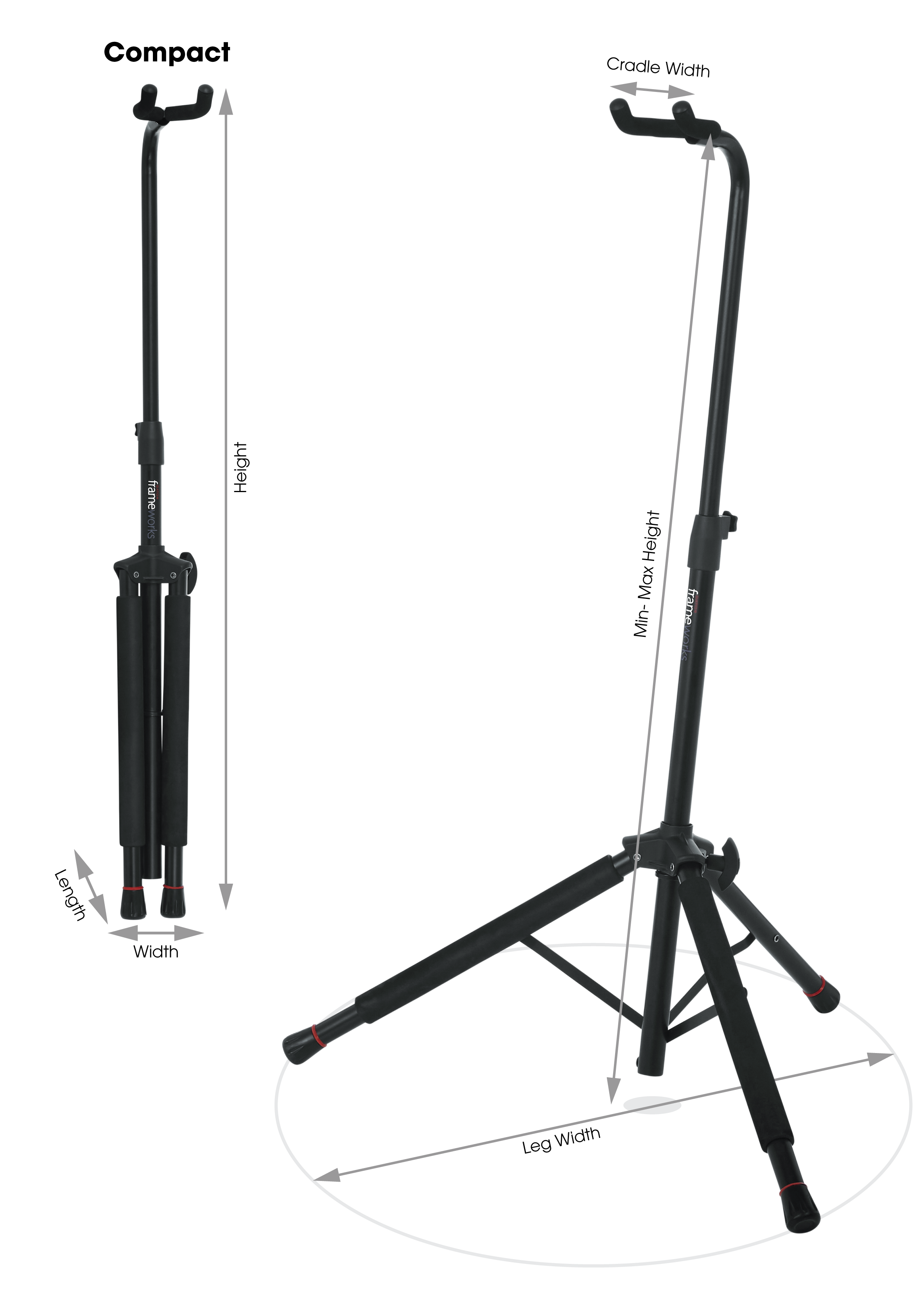 GATOR GFW-GTR-1200 Hanging Style heavy duty steel tubing Single Guitar Stand with Fixed Yoke and Finish Friendly Rubber Padding.