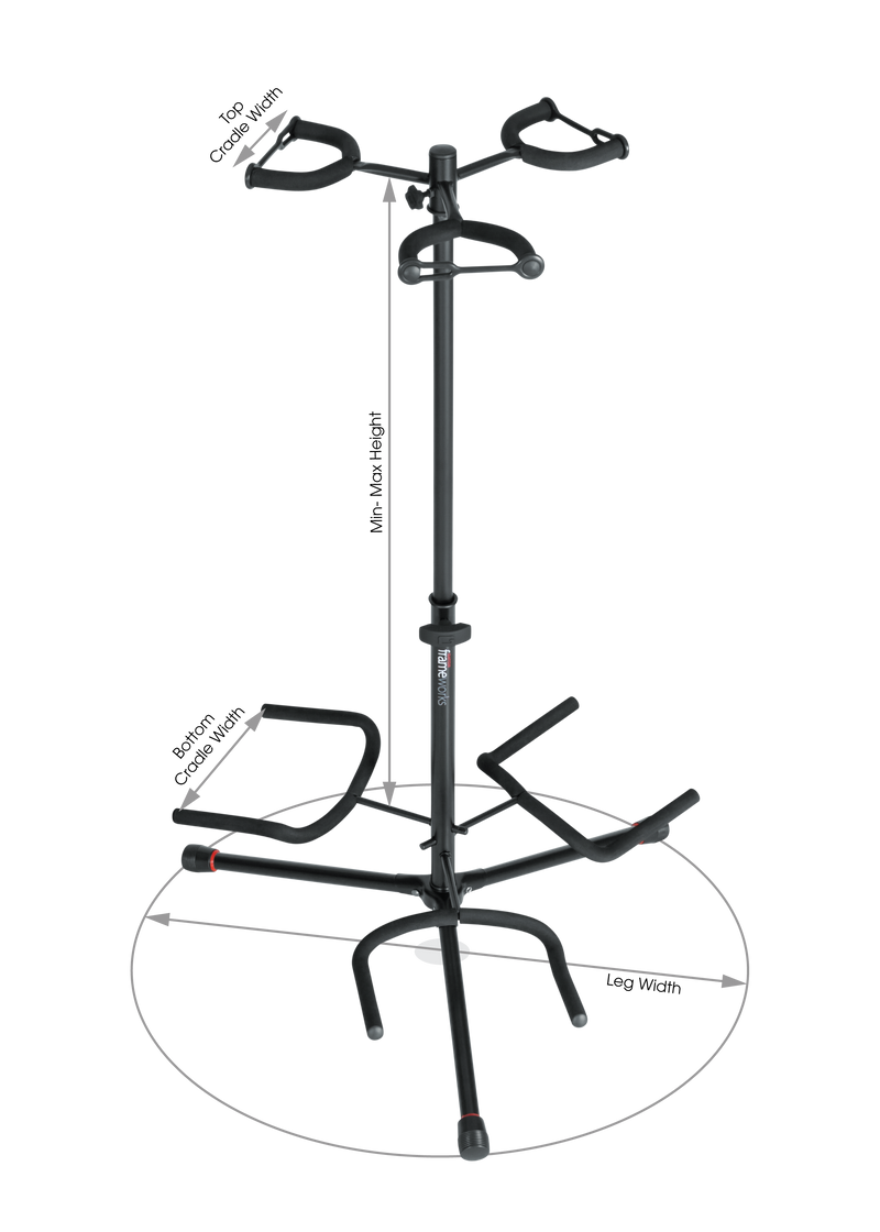 GATOR GFW-GTR-3000 Triple guitar stand with heavy duty steel tubing and instrument finish friendly rubber padding.