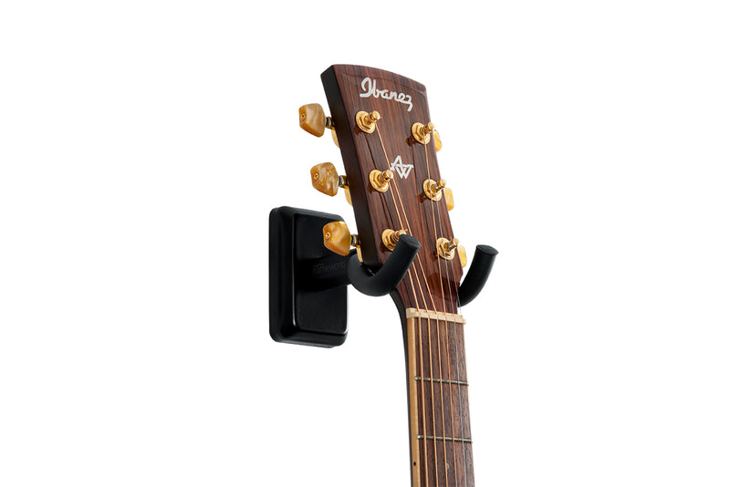 GATOR GFW-GTR-HNGRBLK GFW Guitar Wall Hanger w Black Finish - Gator GFW-GTR-HNGRBLK Wall-Mounted Guitar Hanger w/ Black Mounting Plate