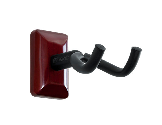 GATOR GFW-GTR-HNGRCHR GFW Guitar Wall Hanger w Cherry Finish - Gator GFW-GTR-HNGRCHR Wall-Mounted Guitar Hanger w/ Cherry Mounting Plate