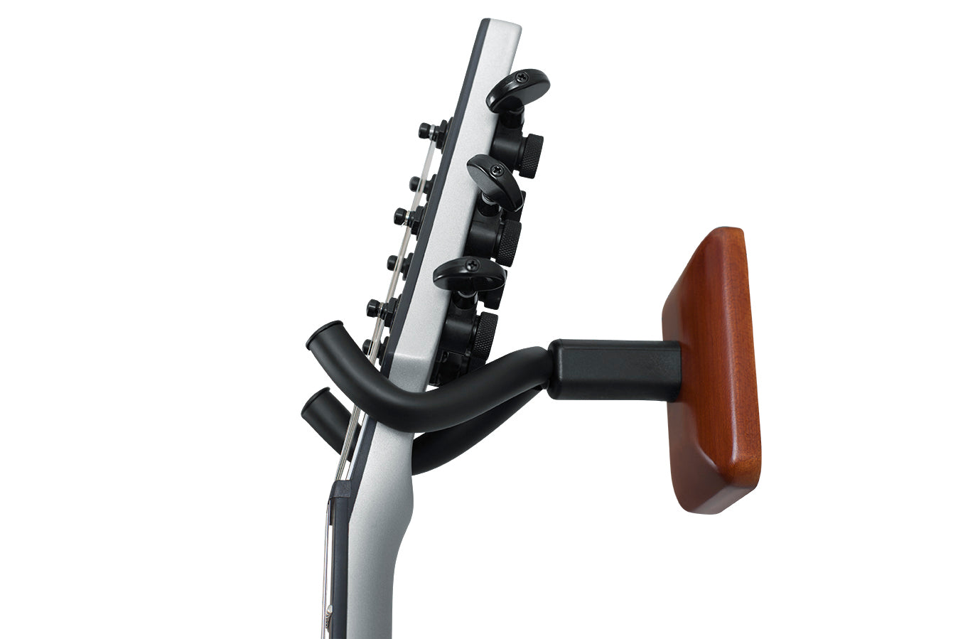 GATOR GFW-GTR-HNGRMHG GFW Guitar Wall Hanger w Mohogany Finish - Gator GFW-GTR-HNGRMHG Wall-Mounted Guitar Hanger w/ Mahogany Mounting Plate