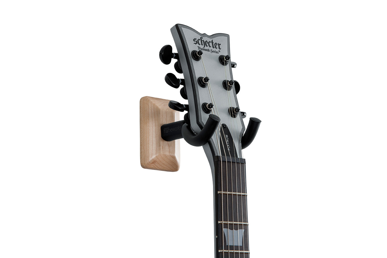 GATOR GFW-GTR-HNGRMPL GFW Guitar Wall Hanger w Maple Finish - Gator GFW-GTR-HNGRMPL Wall-Mounted Guitar Hanger With Maple Mounting Plate