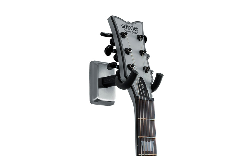 GATOR GFW-GTR-HNGRSCH GFW Guitar Wall Hanger w Satin Chrome Finish - Chrome Wall Mount Guitar Hanger