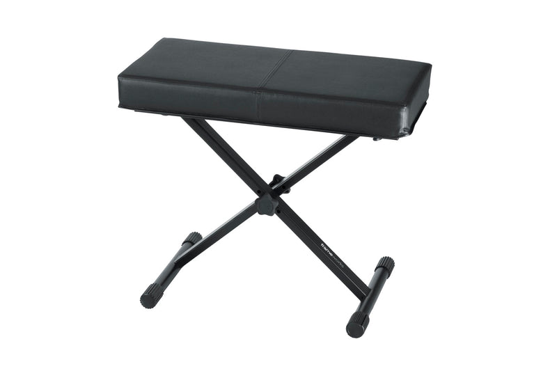 GATOR GFW-KEY-BNCH-1 Black, thick padded, deluxe wrapped keyboard bench feature easy height adjustment and heavy duty steel construction.