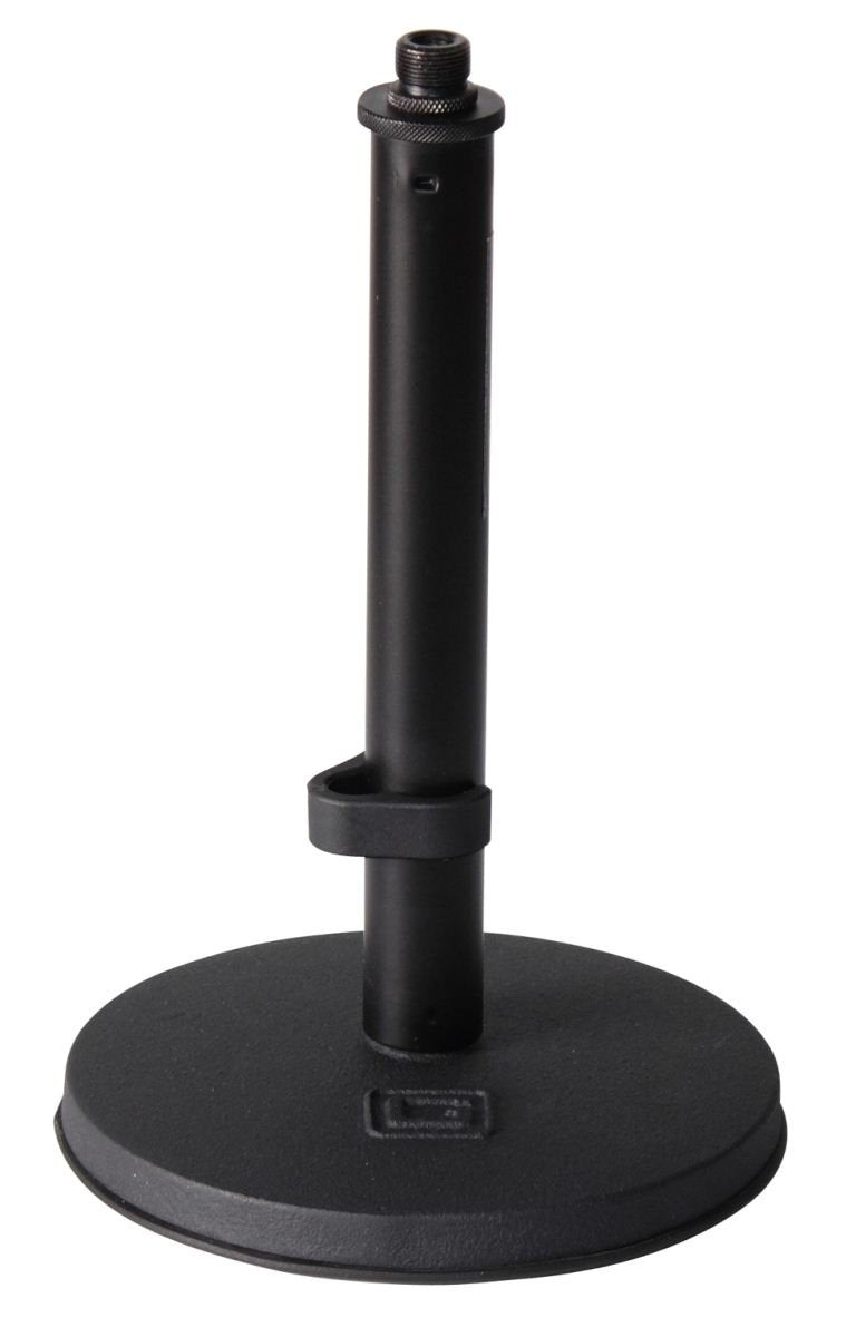 GATOR GFW-MIC-0600 Desktop mic stand with 6" vibration reducing round base, and fixed height of 9". Great for podcasting.