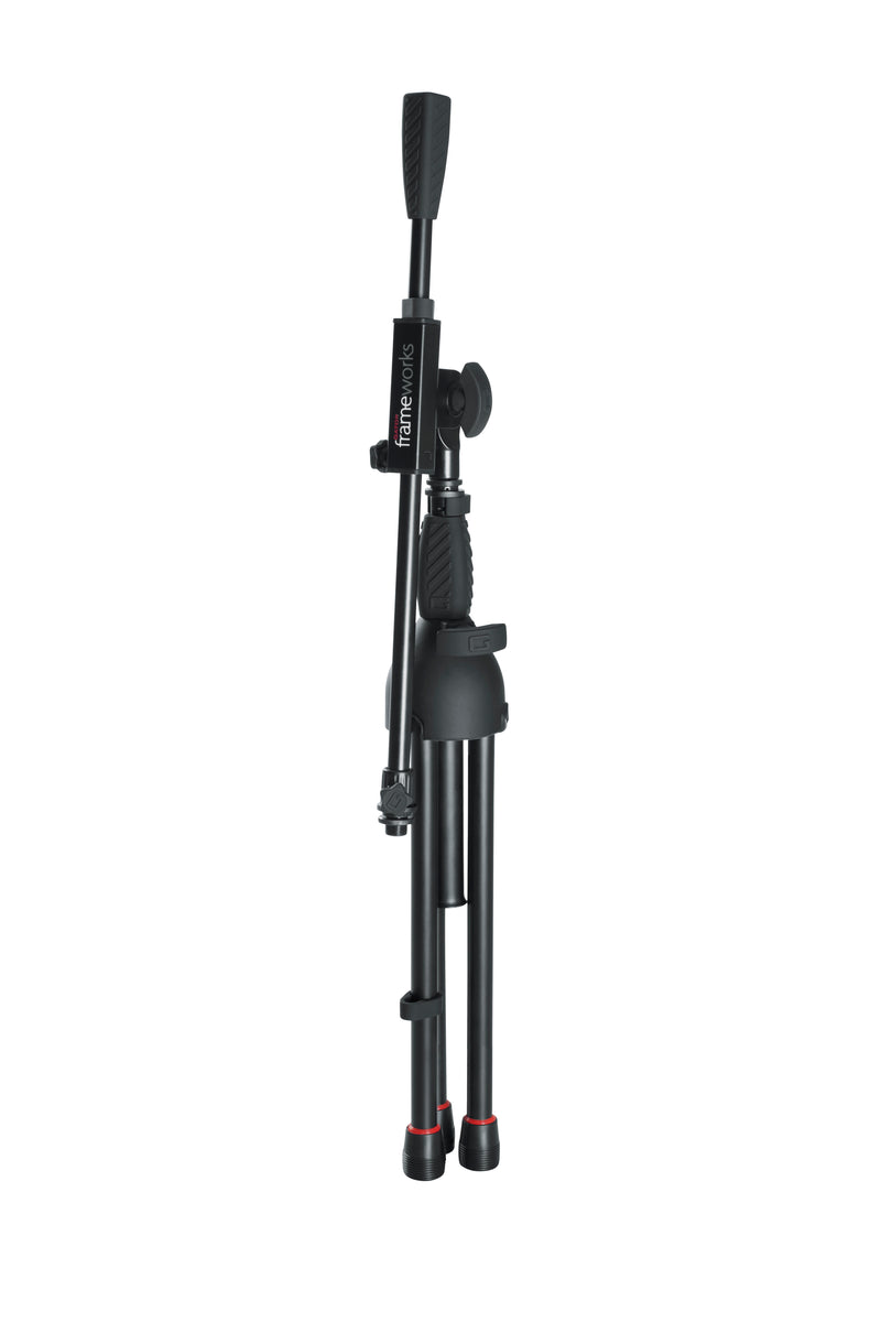 GATOR GFW-MIC-2621 Short tripod mic stand with collapsible tripod, telescoping boom and twist clutch. Perfect bass drum or amp mic placement.