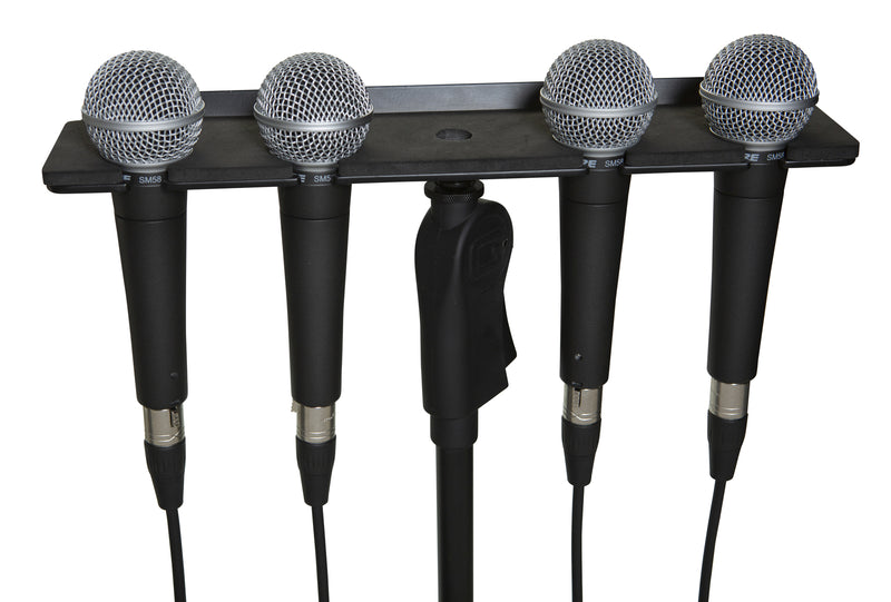 GATOR GFW-MIC-4TRAY Tray to hold 4 mics on top of a mic stand. - Multi Mic Holder Ð Four (4) Mics