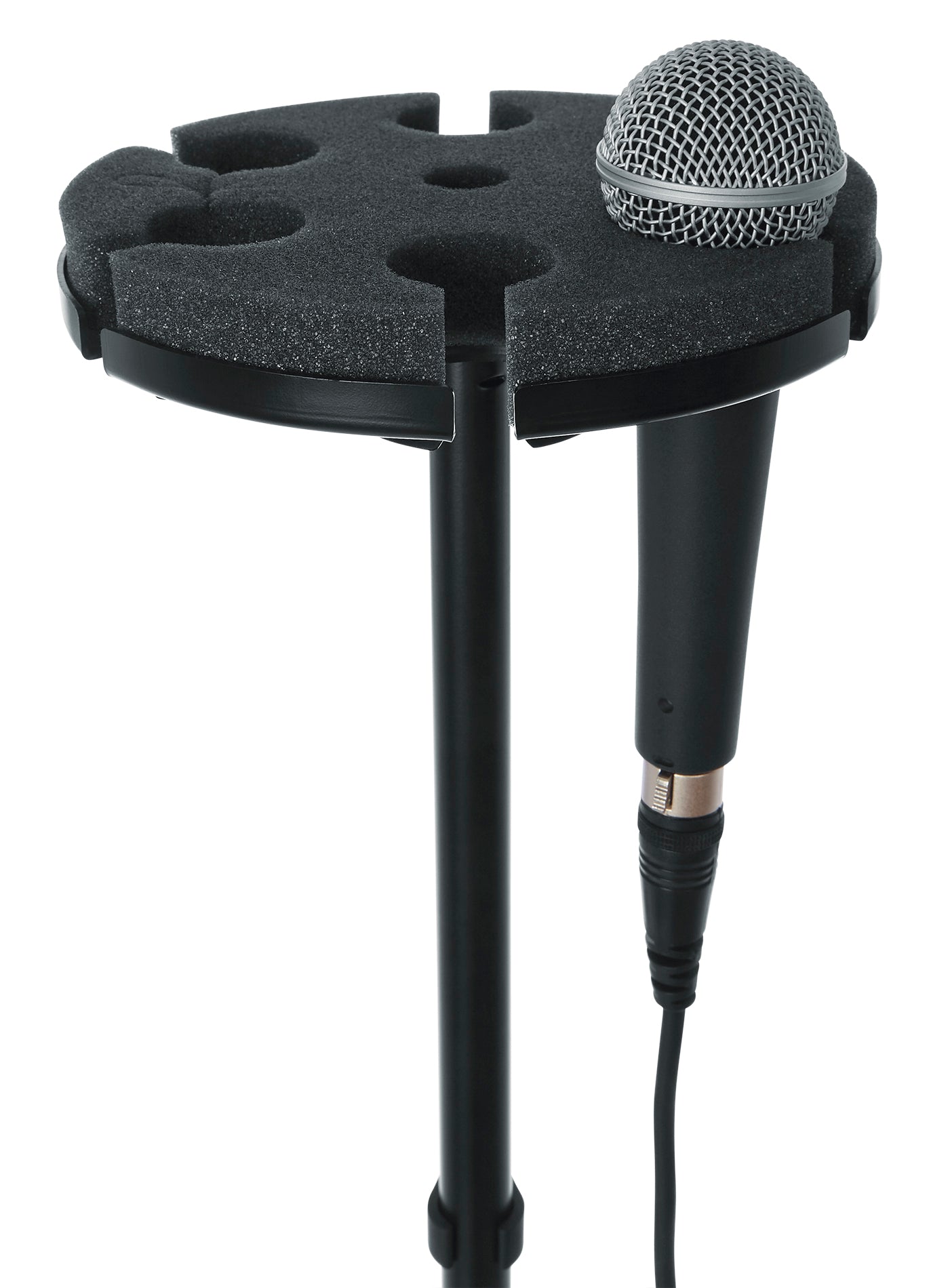 GATOR GFW-MIC-6TRAY Tray to hold 6 mics on top of a mic stand.- Multi Microphone Tray Holds 6 Microphones