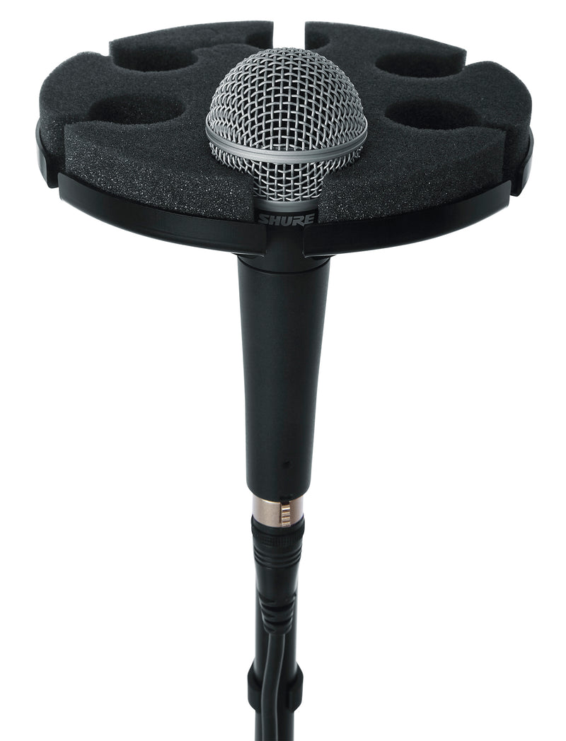 GATOR GFW-MIC-6TRAY Tray to hold 6 mics on top of a mic stand.- Multi Microphone Tray Holds 6 Microphones