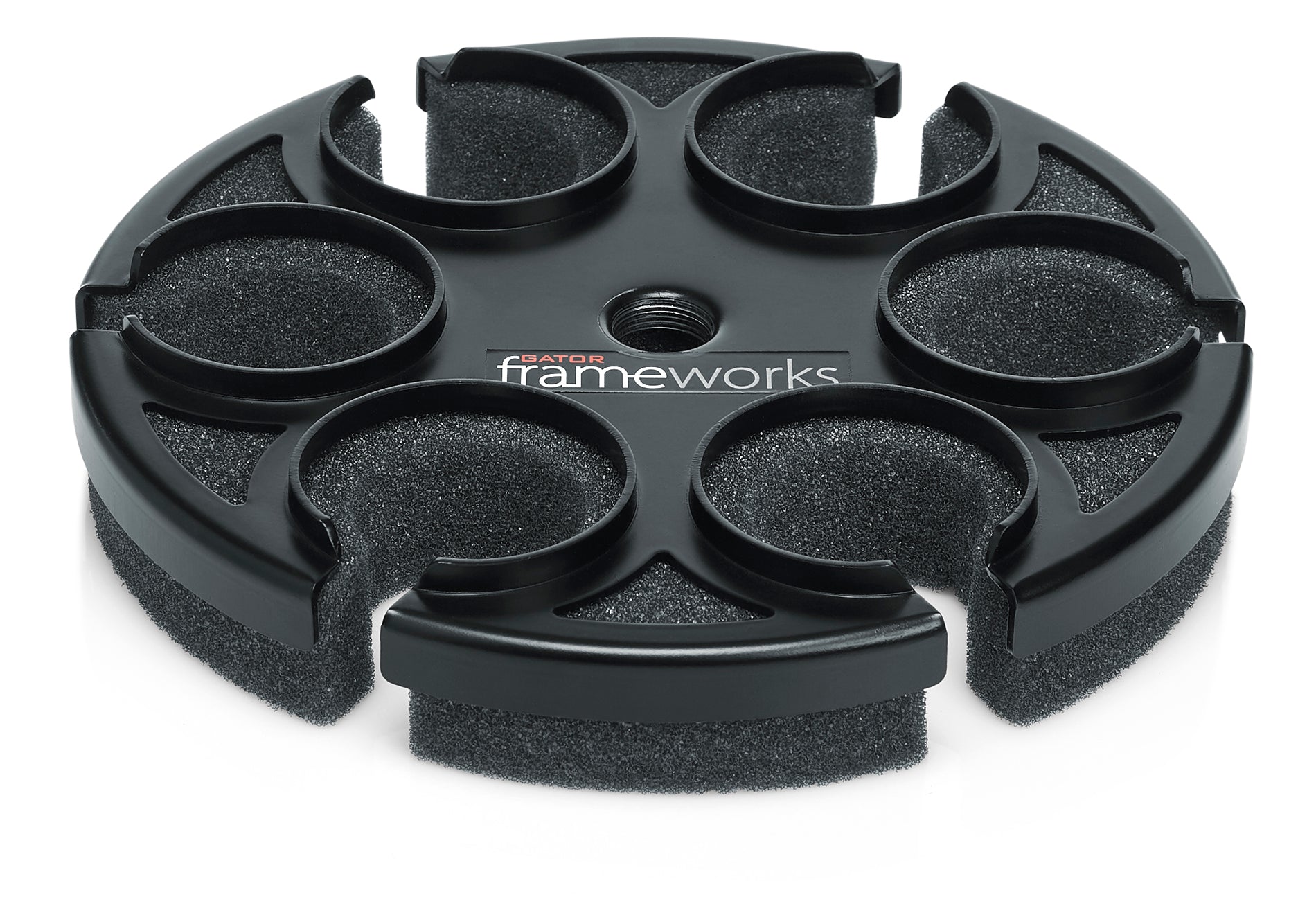 GATOR GFW-MIC-6TRAY Tray to hold 6 mics on top of a mic stand.- Multi Microphone Tray Holds 6 Microphones