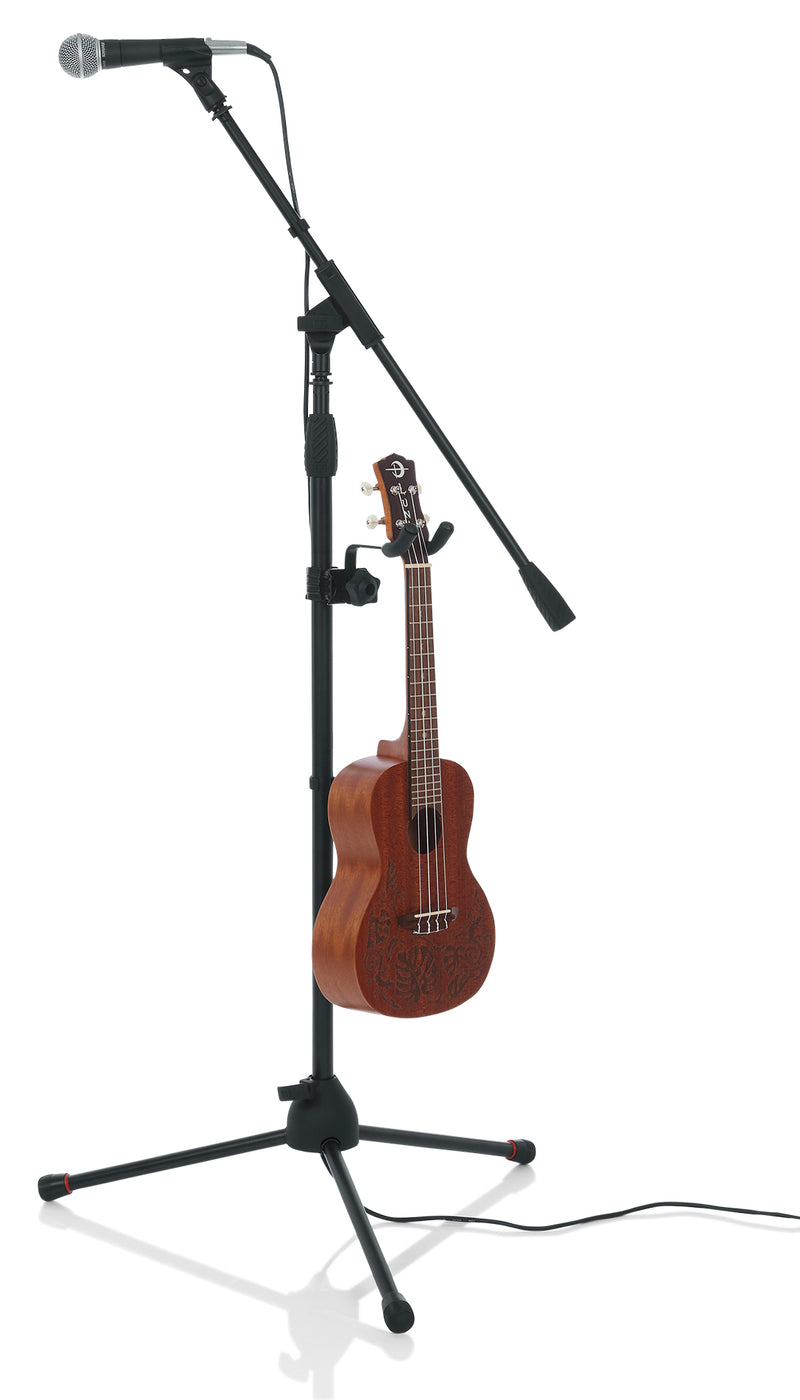GATOR GFW-MICUKE-HNGR Uke and Mandolin hanger that clamps on mic stands. - Ukulele/Mandolin Hanger for Microphone Stands