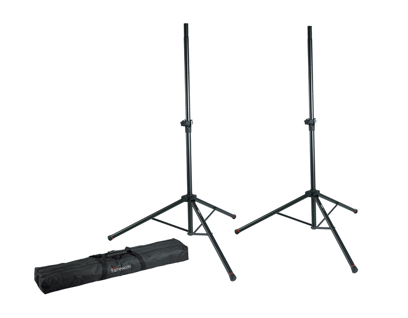 GATOR GFW-SPK-2000 Standard adjustable speaker stand with aluminum frame and features dual diameter compatibility. 81" max height