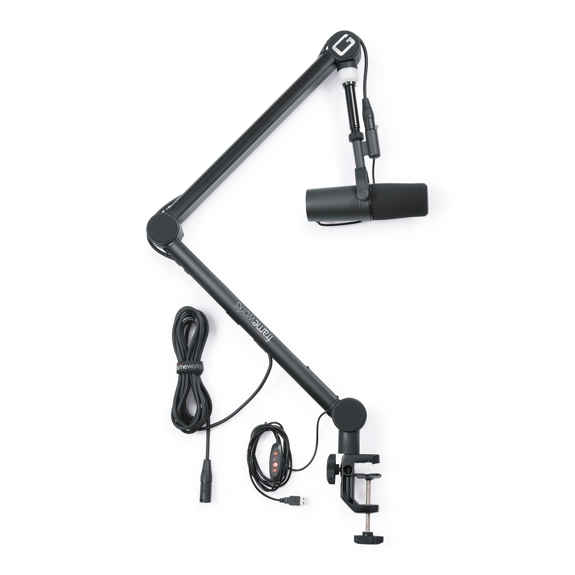 GATOR GFWMICBCBM4000 Deluxe desk mounted broadcast stand w/ boom and LED "On Air" Indicator Light.