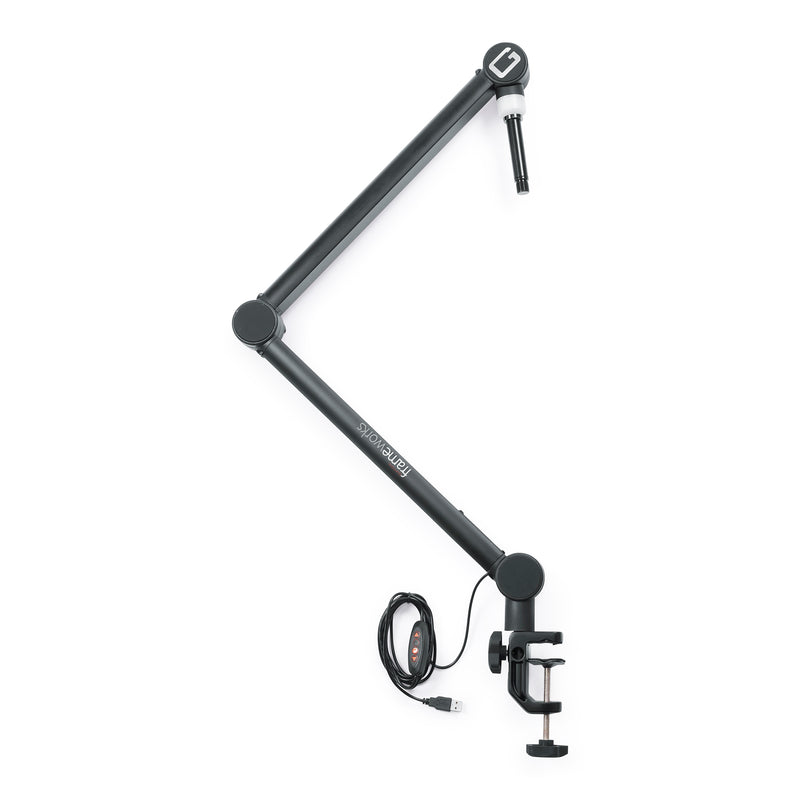 GATOR GFWMICBCBM4000 Deluxe desk mounted broadcast stand w/ boom and LED "On Air" Indicator Light.