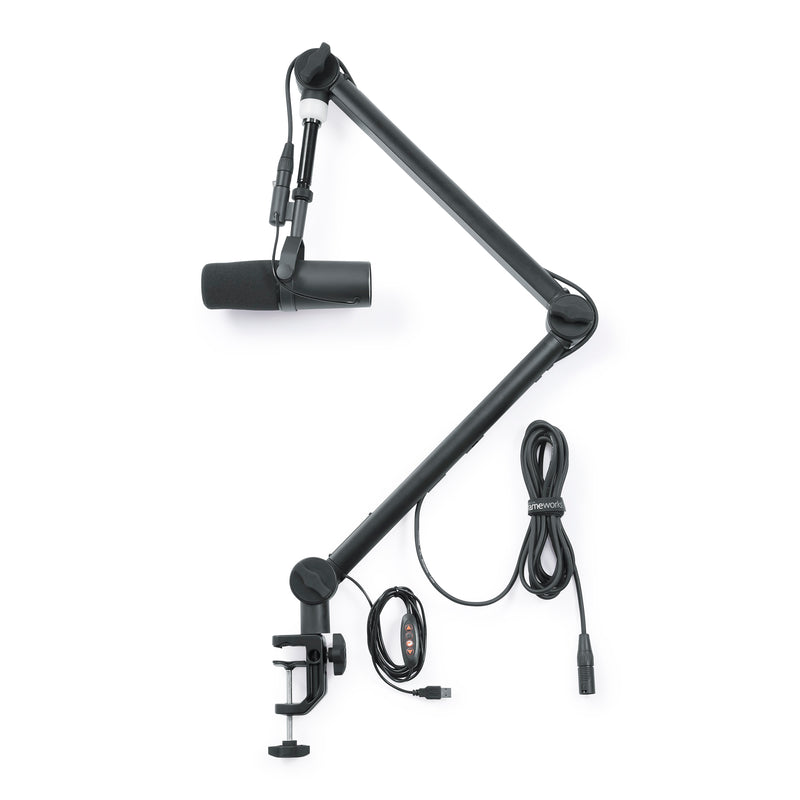 GATOR GFWMICBCBM4000 Deluxe desk mounted broadcast stand w/ boom and LED "On Air" Indicator Light.
