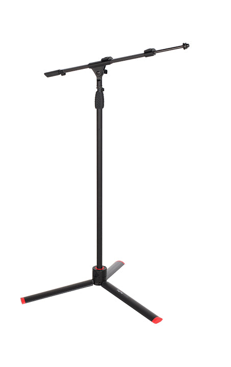 GATOR GFW-ID-MIC ID Series adjustable tripod style mic stand with 26" telescoping boom, easy close CAM’s, and easy one handed CAM operation.