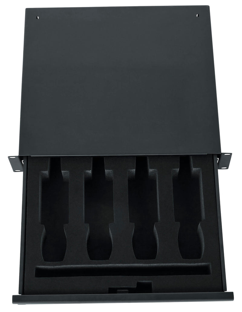 GATOR GRW-DRWWRLSS • 2U Lockable Drawer, 14.2" Deep, insert for 4 wireless mic systems