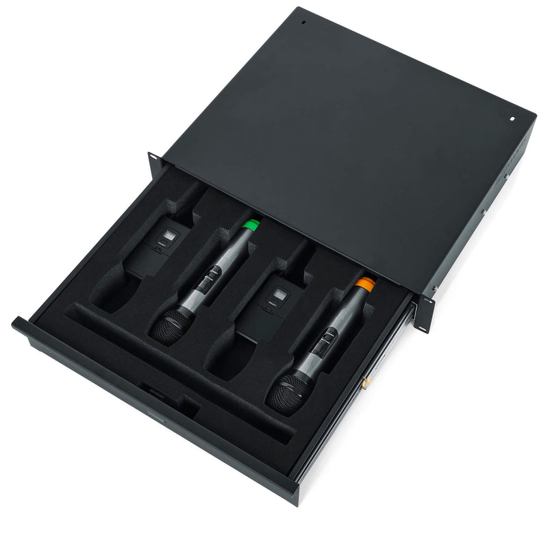 GATOR GRW-DRWWRLSS • 2U Lockable Drawer, 14.2" Deep, insert for 4 wireless mic systems