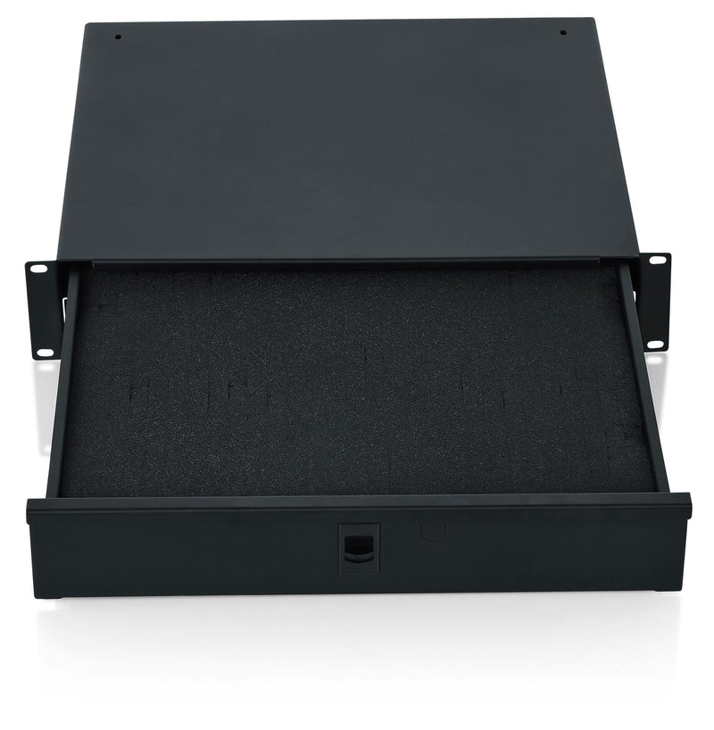 GATOR GRW-DRWDF2 2U lockable Drawer, 14.2" Deep w/ diced foam - 2U Drawer, 14.2″ Deep W/ Foam Interior