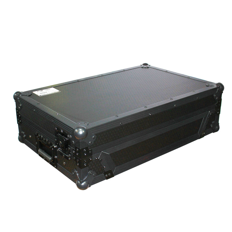 PROX-XS-DDJSX WLTBL LED - Flight Case For Pioneer DDJ-SX - DDJ-RX Digital Controllers W-LED | Sliding Laptop Shelf | Wheels | Black on Black