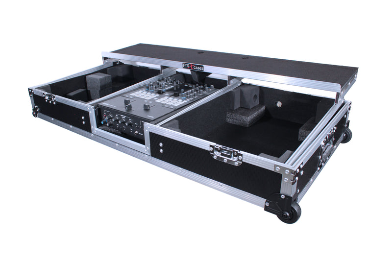 PROX-XS-TMC1012WLTFBTL - Flight Coffin Case For Rane 72 Mixer and 2 Turntables in Battle Mode W-Laptop Shelf