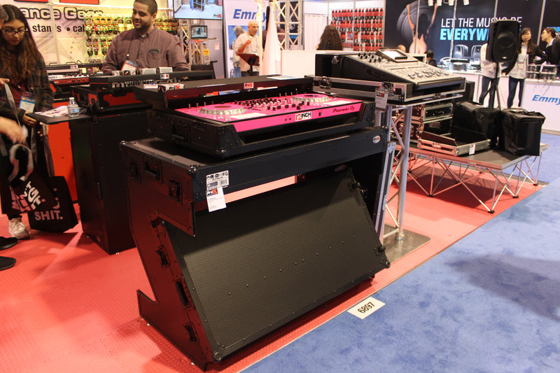 PROX-XS-ZTABLEBL MK2 - DJ Z-Table® Workstation | Flight Case Table Portable W-Handles and Wheels | Black on Black