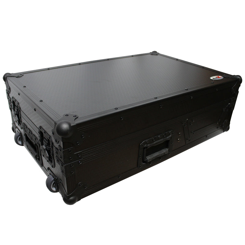 PROX-XS-TMC1012WBL - Flight Case for Single Turntable In Battle Mode & 10 Inch or 12 Inch Mixer | Black on Black