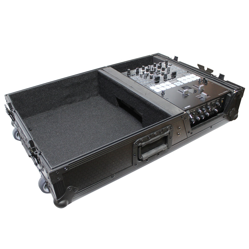 PROX-XS-TMC1012WBL - Flight Case for Single Turntable In Battle Mode & 10 Inch or 12 Inch Mixer | Black on Black