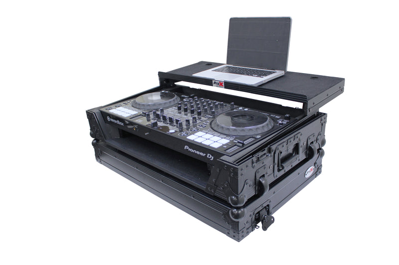 PROX-XS-DDJ1000 WLTBL - Flight Case for Pioneer DDJ-1000 & DDJ-1000 SRT Digital Controller W-Laptop Shelf & Wheels | Black on Black