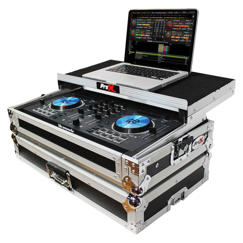 PROX-X-MXTPRO3 LT DJ Controller Road Case - Flight Case for Numark MixTrack 3 Pro 3 and Platinum Digital Controller W-Laptop Shelf