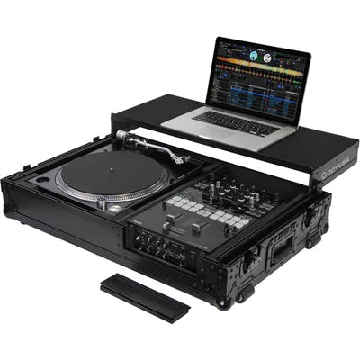 Odyssey FZGS1BM10WBL Case DJ Gear - Odyssey FZGS1BM10WBL - Black Reversible 10″ Format DJ Mixer and One Battle Position Turntable Coffin Flight Case with Glide Platform