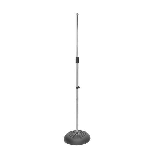 Chrome round base microphone stand