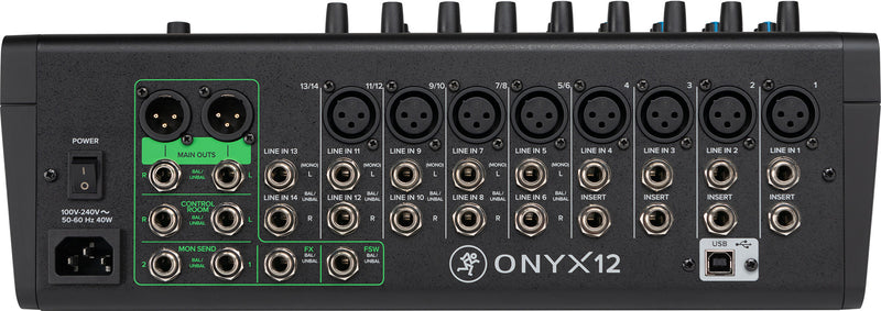 MACKIE ONYX12 - 12-Channel Premium Analog Mixer with Multi-Track USB recording.