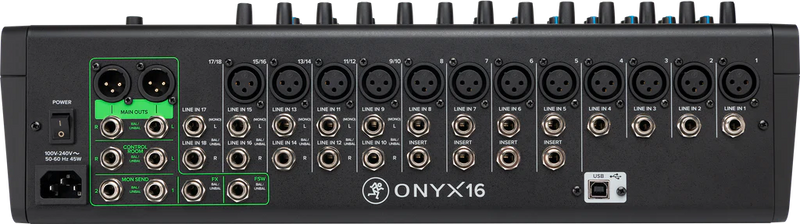 MACKIE ONYX16 - 16-Channel Premium Analog Mixer with Multi-Track USB recording.