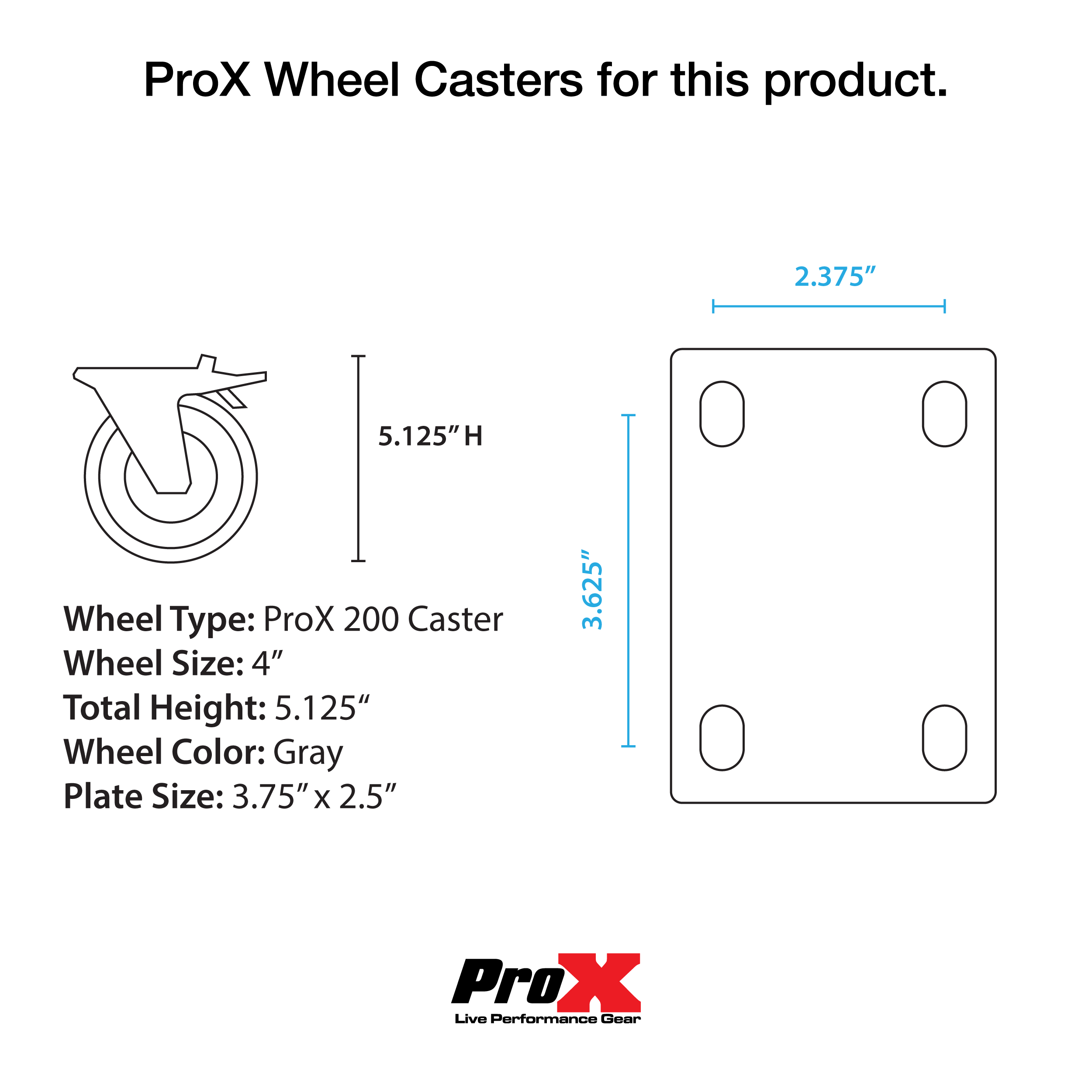 PROX-XS-UTLD1 Utility Case - Utility-Storage Case with 4" Caster Wheels 47.2" x 23.6" x 23.6" 12.4 Cu.Ft.