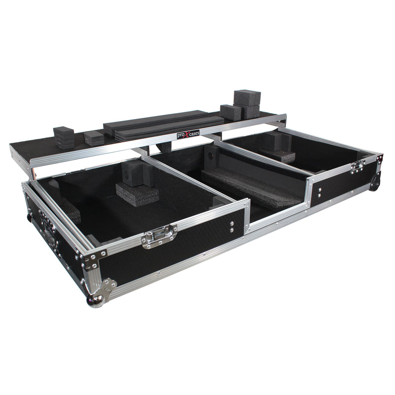 PROX-XS-TMC1012WLTFBTL - Flight Coffin Case For Rane 72 Mixer and 2 Turntables in Battle Mode W-Laptop Shelf