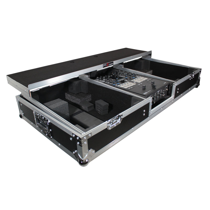 PROX-XS-TMC1012WLTFBTL - Flight Coffin Case For Rane 72 Mixer and 2 Turntables in Battle Mode W-Laptop Shelf