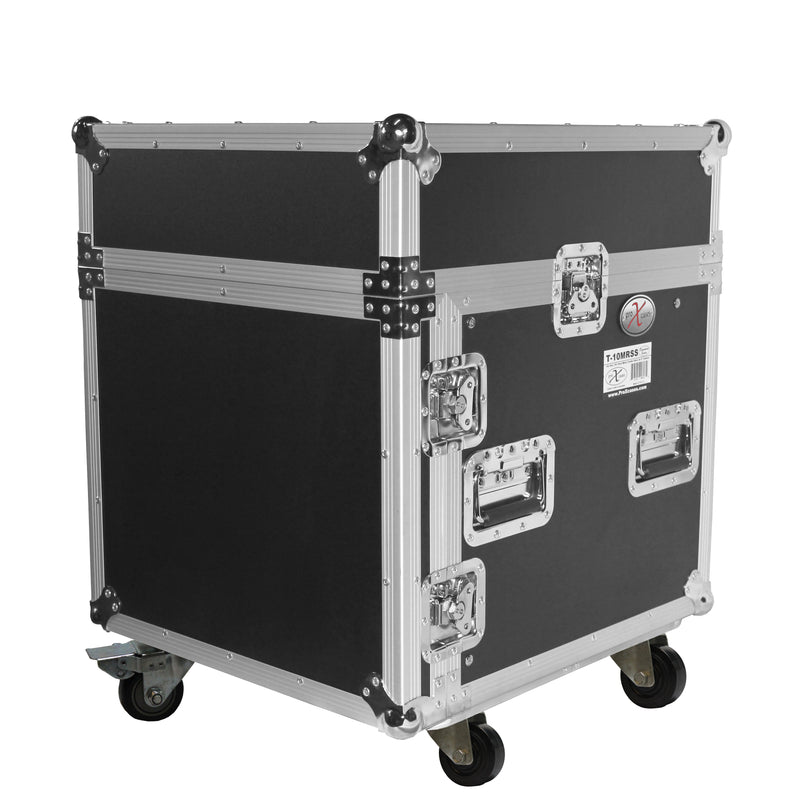 PROX-T-10MRLT Road Case - T-10MRLT 10U Rack x 10U Top Mixer DJ Combo Flight Case w/Laptop Shelf & Casters