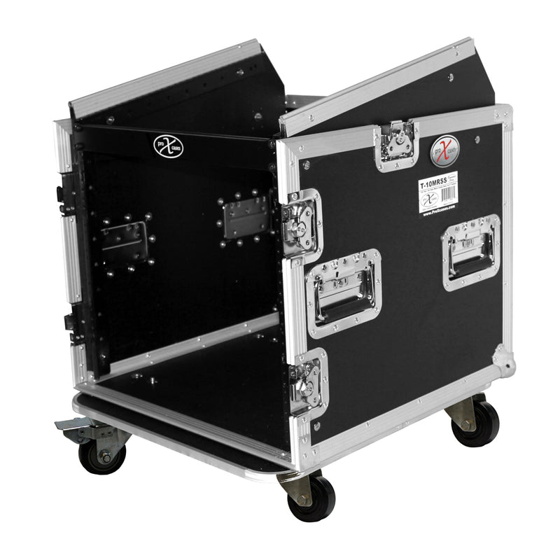 PROX-T-10MRSS Road Case- 10U Rack x 10U Top Mixer DJ Combo Flight Case