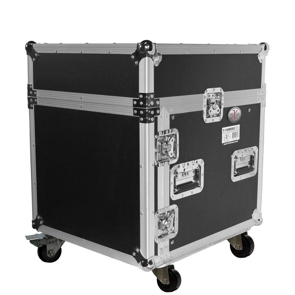 PROX-T-10MRSS Road Case- 10U Rack x 10U Top Mixer DJ Combo Flight Case