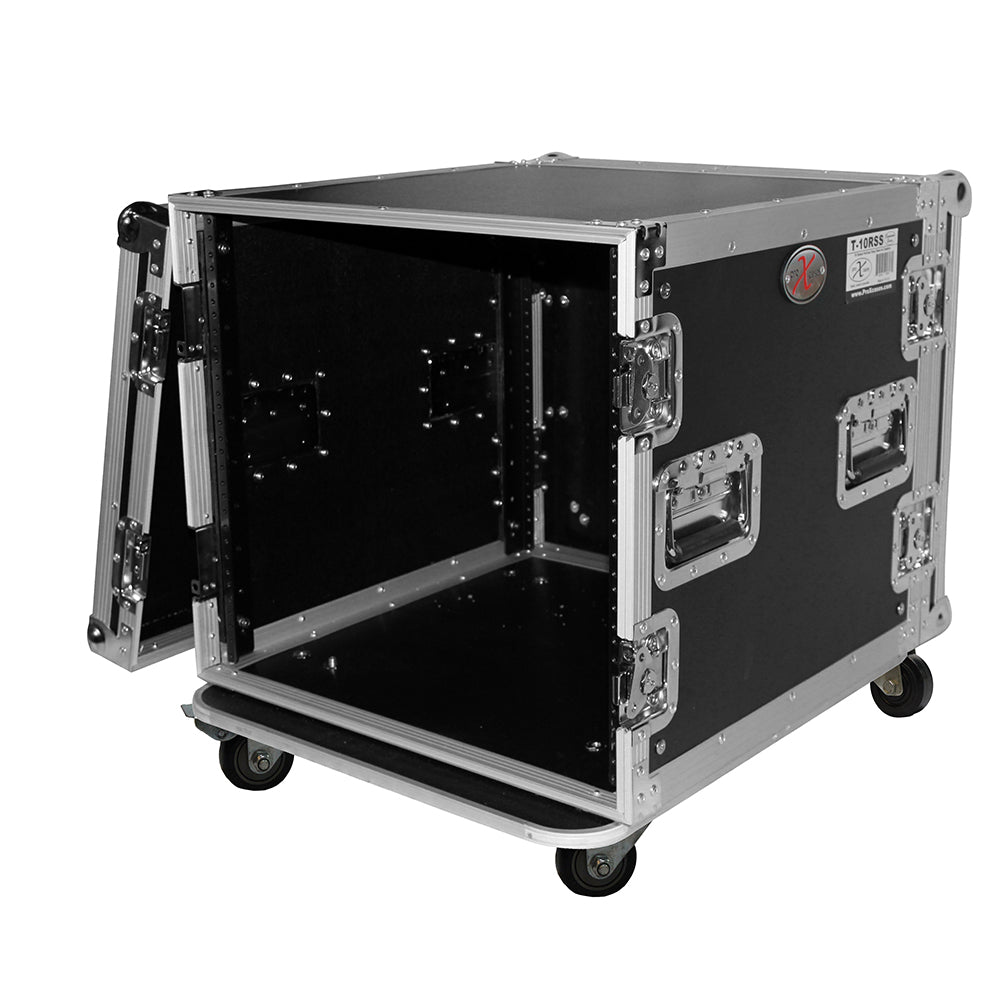 PROX-T-10RSS Road Case - 10U 10U Space Rack Mount Flight Case 19 Inch Depth W-Casters