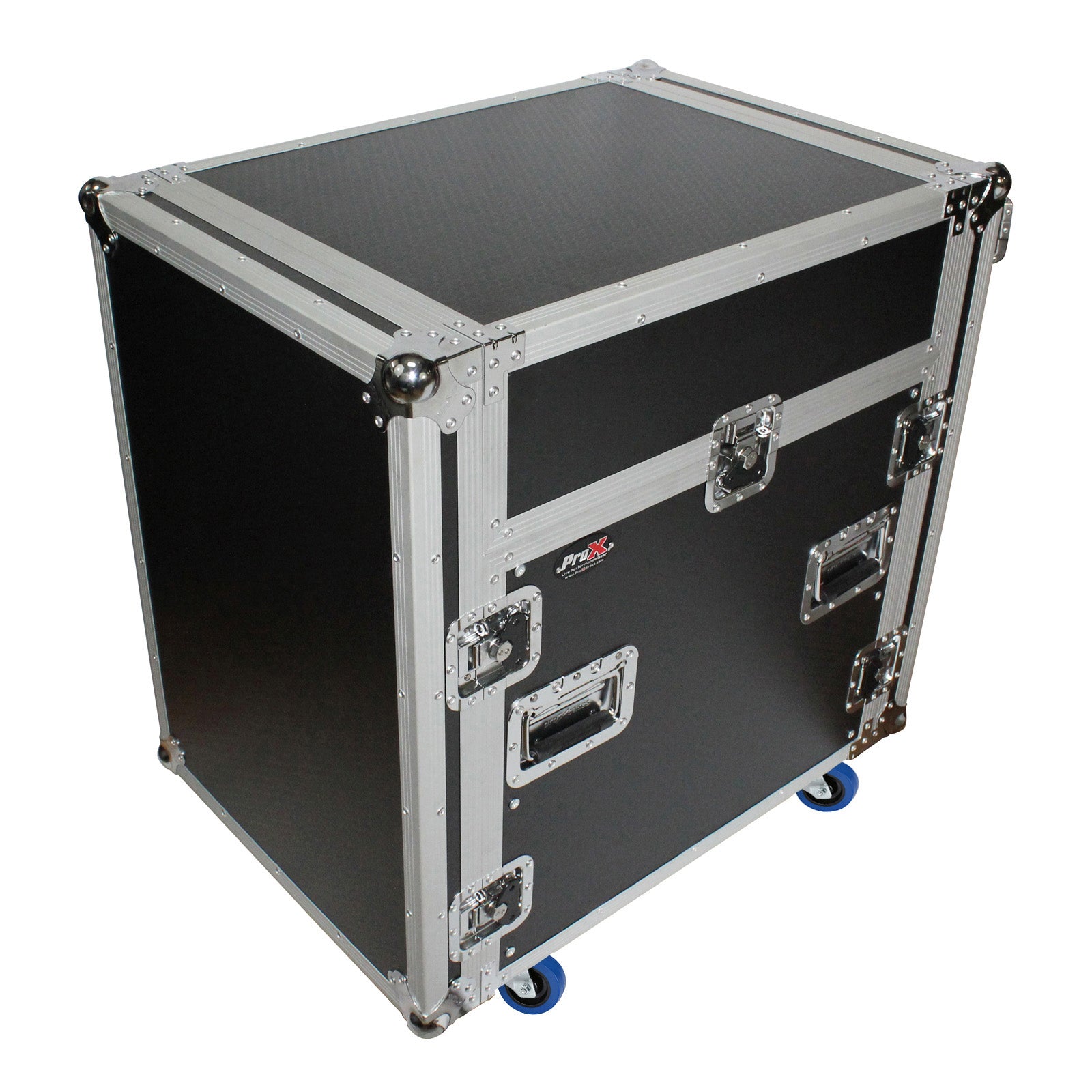 PROX-T-12MRSS13ULT Road Case- 13U Top Mixer-DJ 12U Rack Combo Flight Case W-Laptop Shelf and Casters