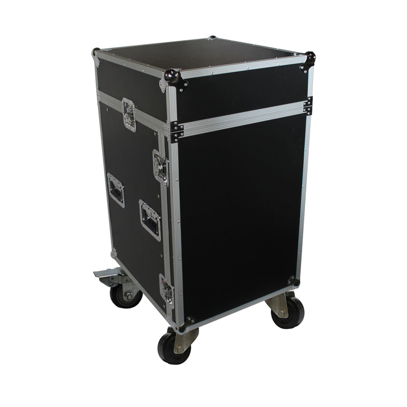 PROX-T-16MRLT Road Case - 16U Rack x 10U Top Mixer DJ Combo Flight Case w/Laptop Shelf