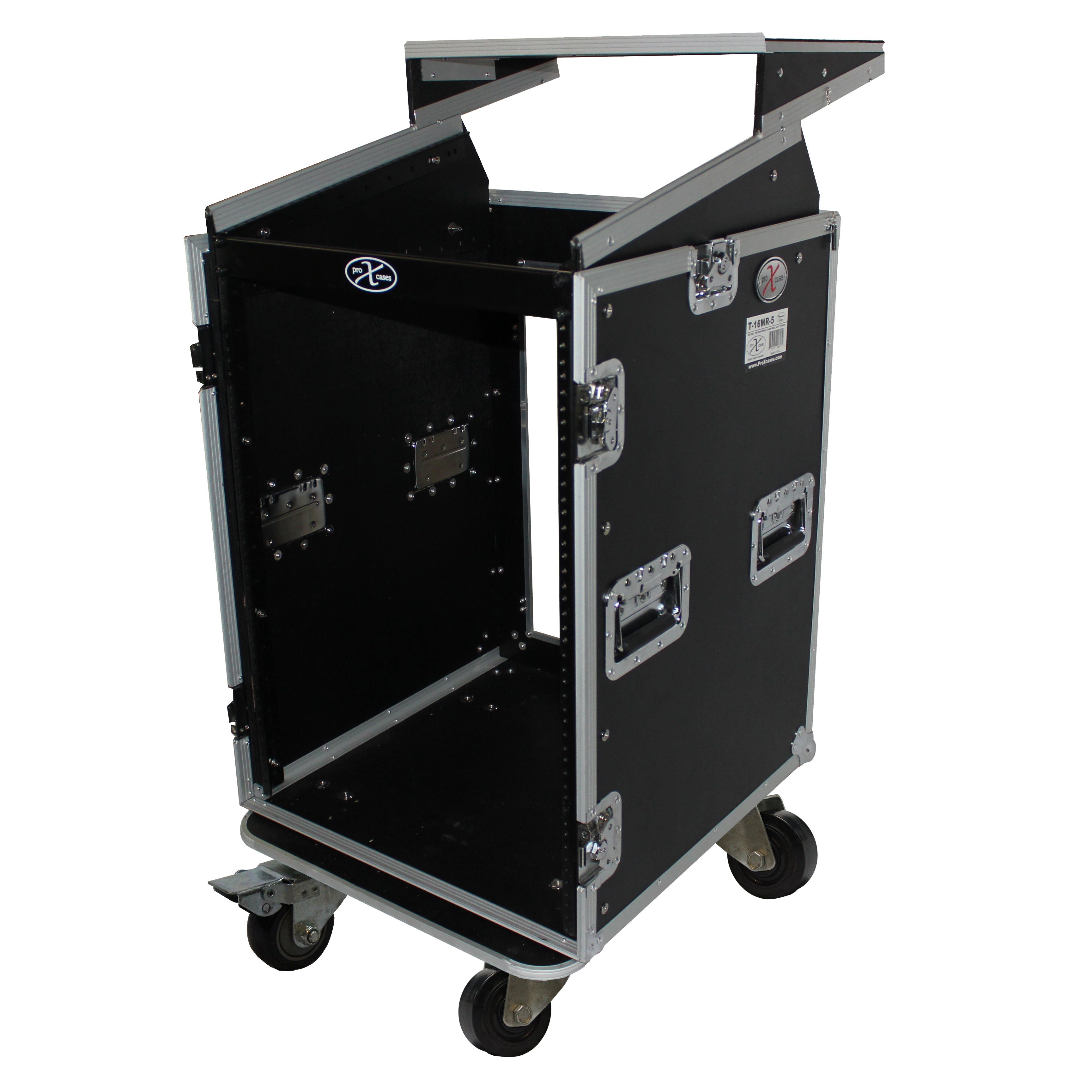 PROX-T-16MRLT Road Case - 16U Rack x 10U Top Mixer DJ Combo Flight Case w/Laptop Shelf