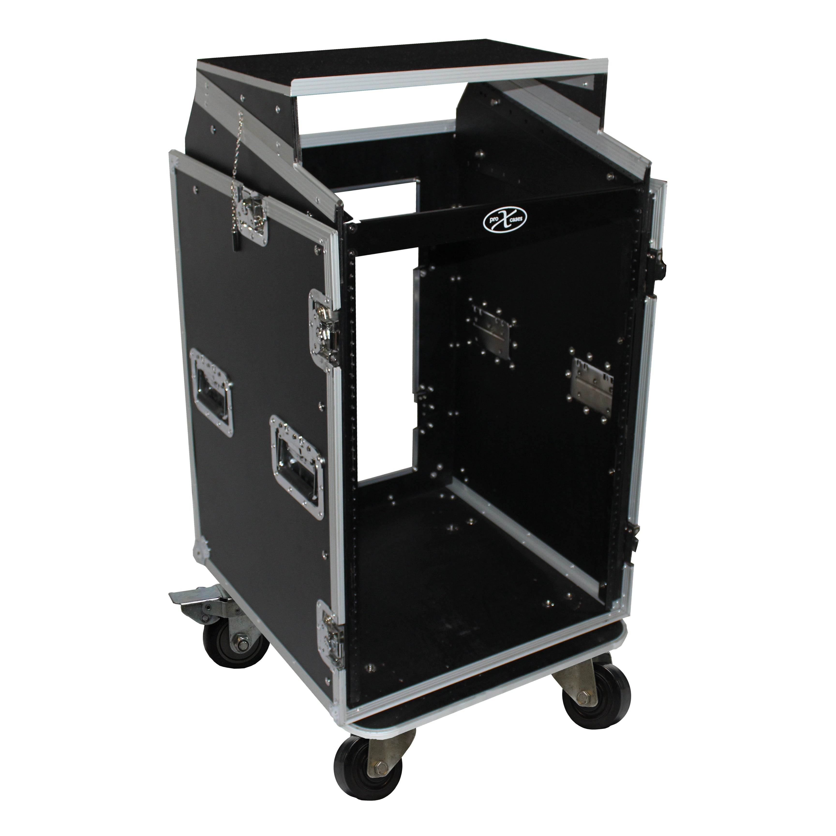 PROX-T-16MRLT Road Case - 16U Rack x 10U Top Mixer DJ Combo Flight Case w/Laptop Shelf