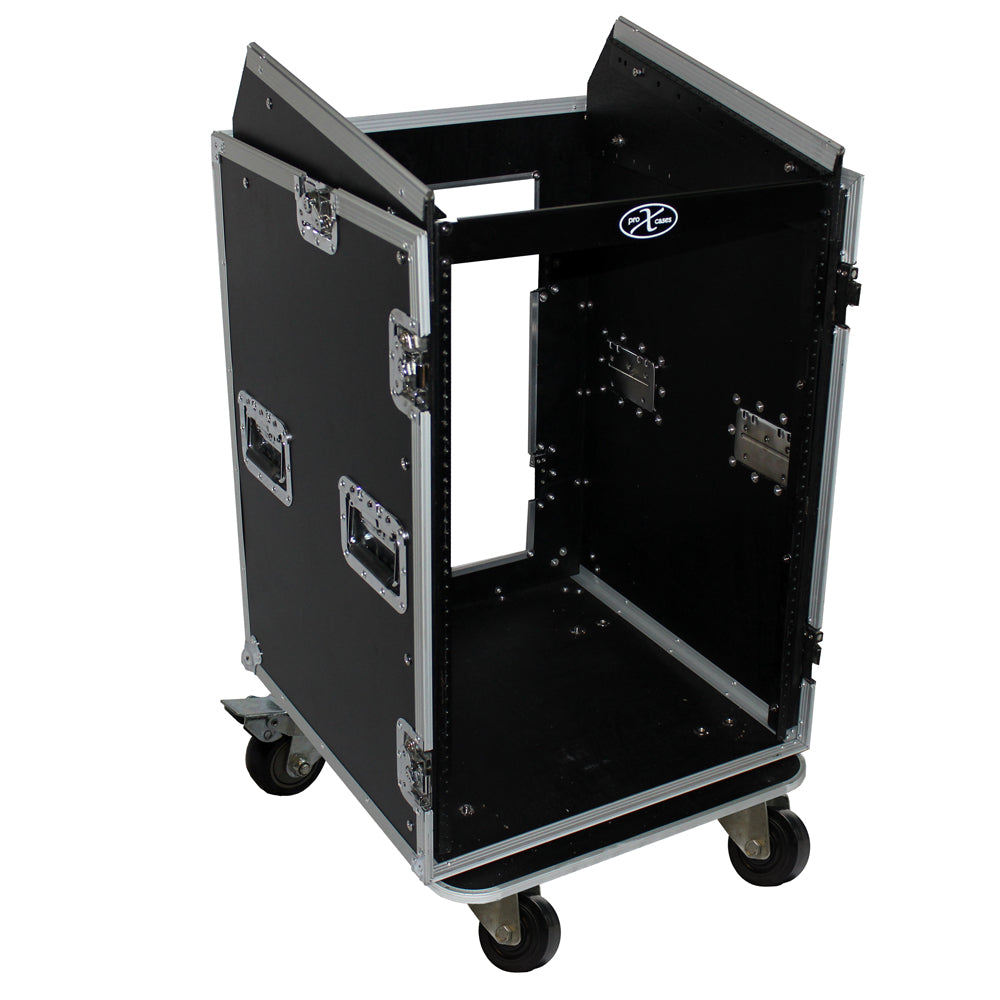 PROX-T-16MRSS Road Case - 16U Rack x 10U Top Mixer DJ Combo Flight Case