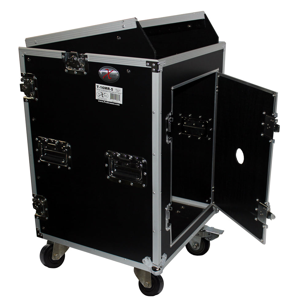 PROX-T-16MRSS Road Case - 16U Rack x 10U Top Mixer DJ Combo Flight Case