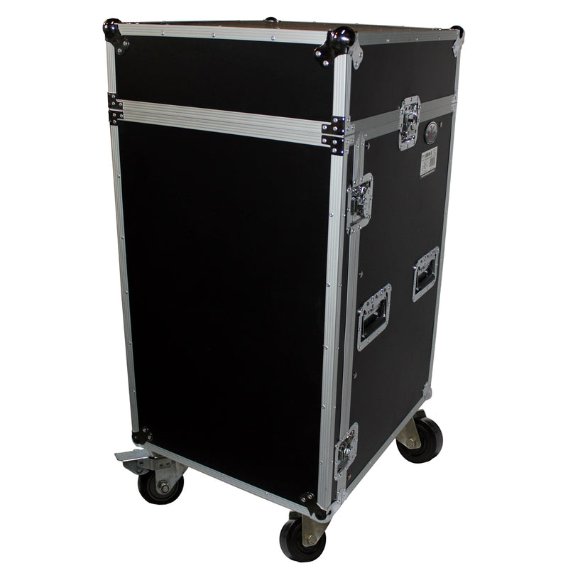 PROX-T-18MRLT Road Case - 18U Rack x 10U Top Mixer DJ Combo Flight Case w/Laptop Shelf
