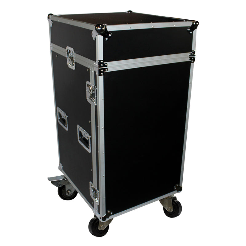 PROX-T-18MRLT Road Case - 18U Rack x 10U Top Mixer DJ Combo Flight Case w/Laptop Shelf